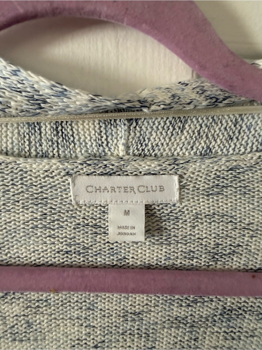 Charter Club Open-Front Heathered Blue Cardigan - Picture 2 of 6